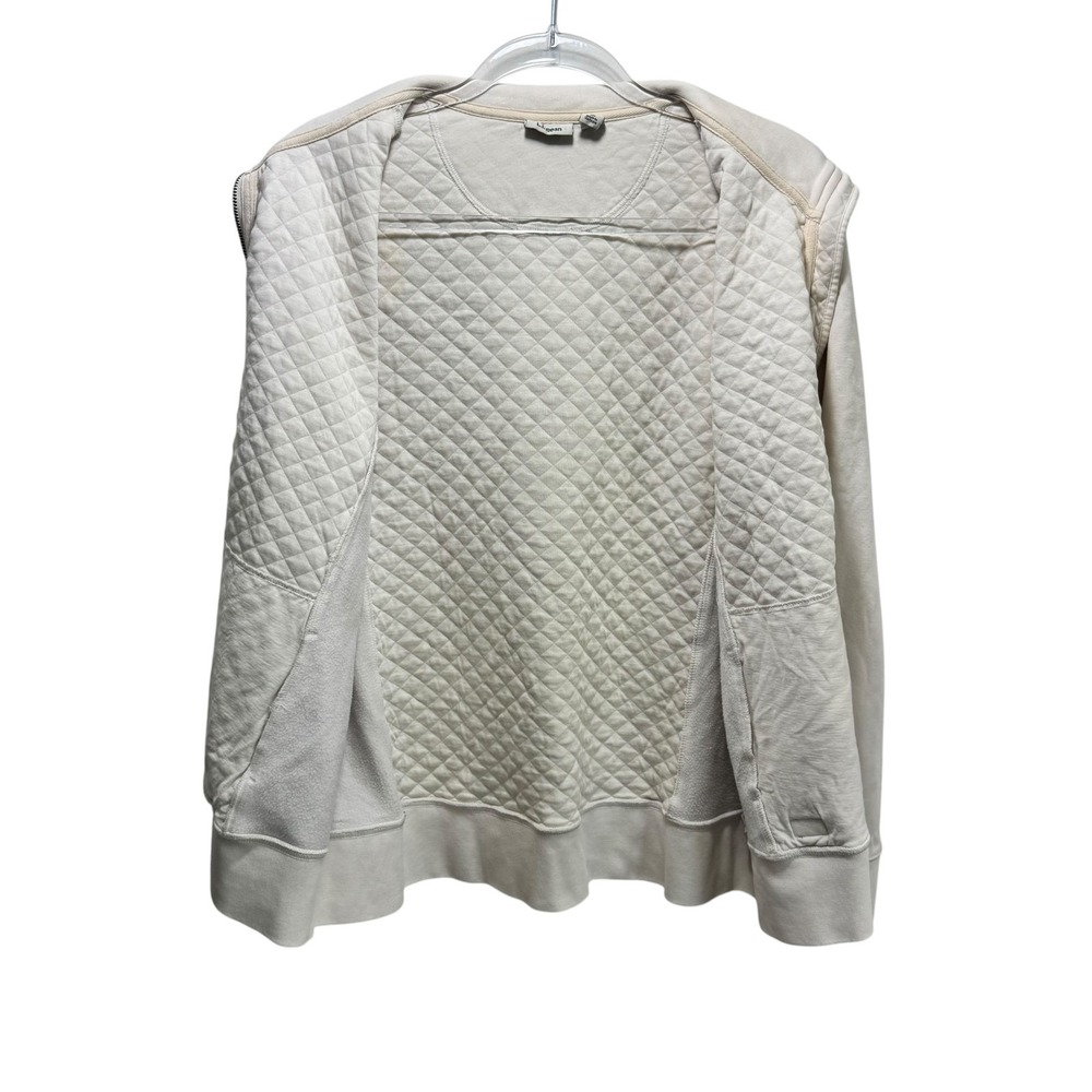 LL Bean Women Quilted Large Full-Zip Sweatshirt Classic Cream Soft - Picture 3 of 11